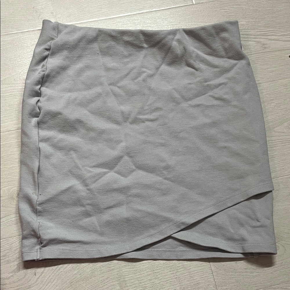 Sunday Best Light Gray Wrap-Front Mini Skirt